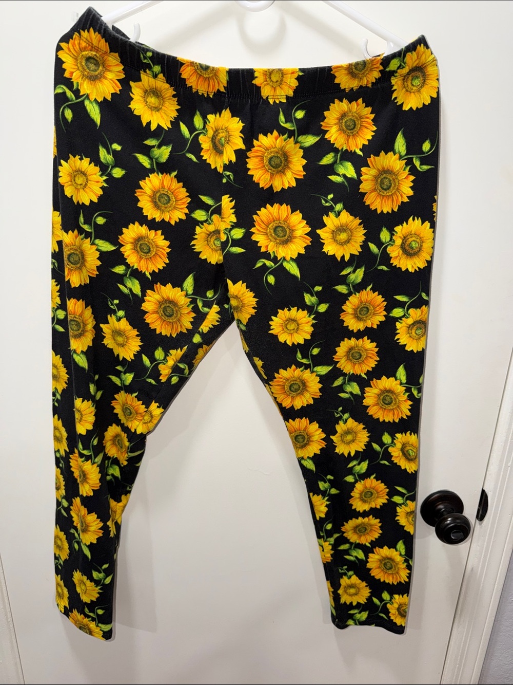 No Boundaries Black Leggings with Yellow Sunflower Print